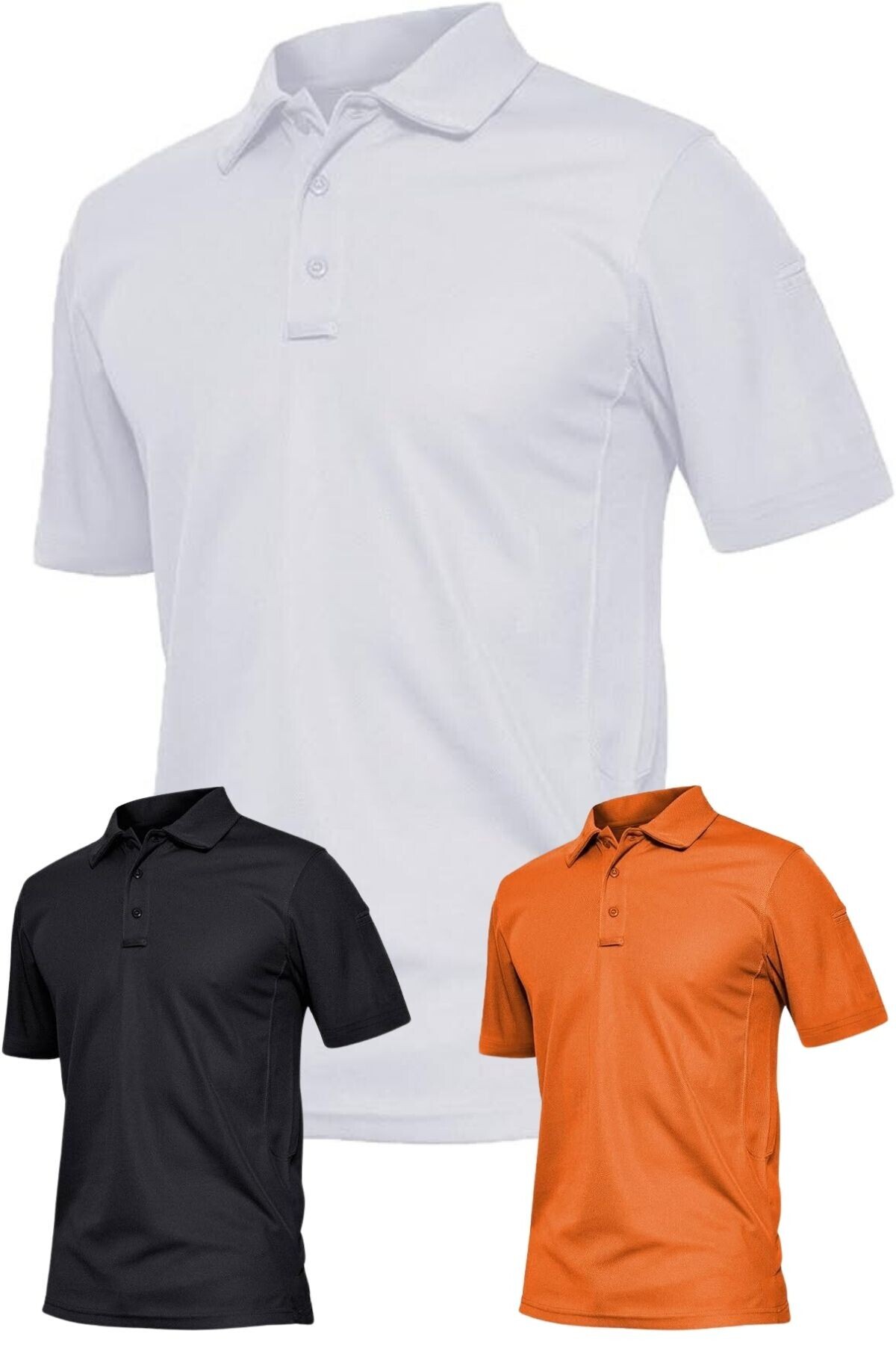 Ghassy Co. Erkek Taktik Polo Yaka Nem Emici Performans Pique Jersey T-Shirt