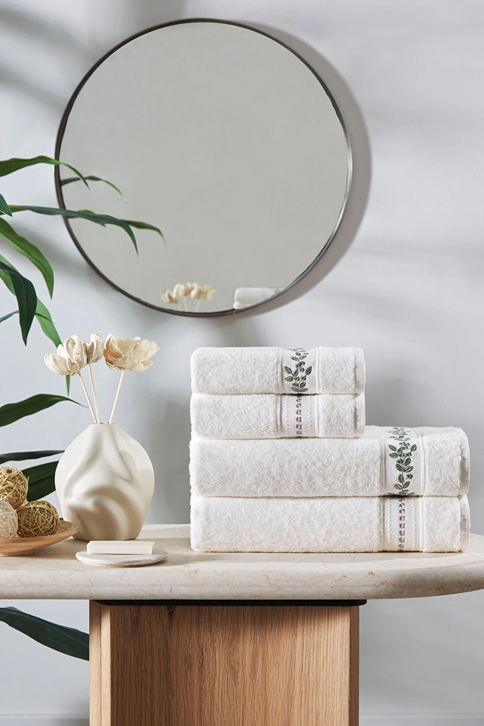 Özdilek Jardin Havlu Seti YEŞİL/KREM