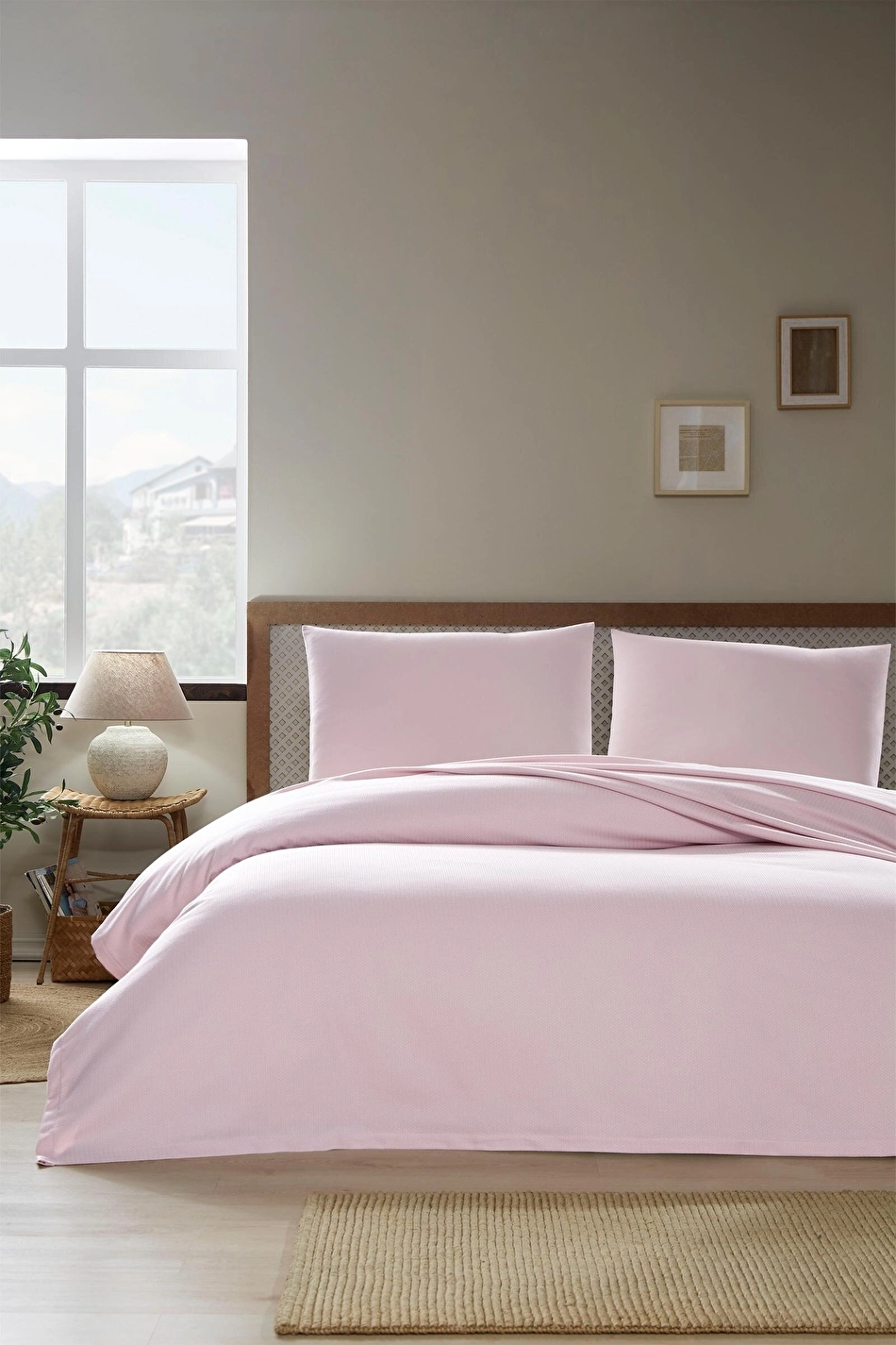 Özdilek Colourist Bambu Tek Kişilik Pike Takımı Pudra