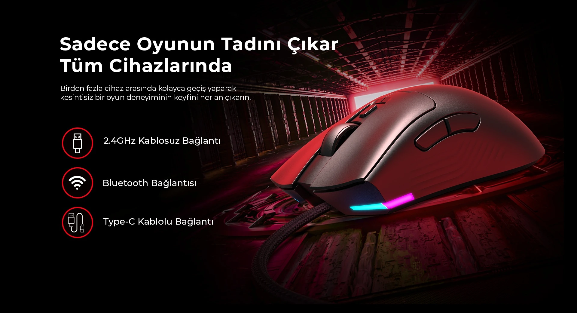 Havit MS966SE 3 Farklı Bağlantı Modu Bluetooth Wireless Type-C
