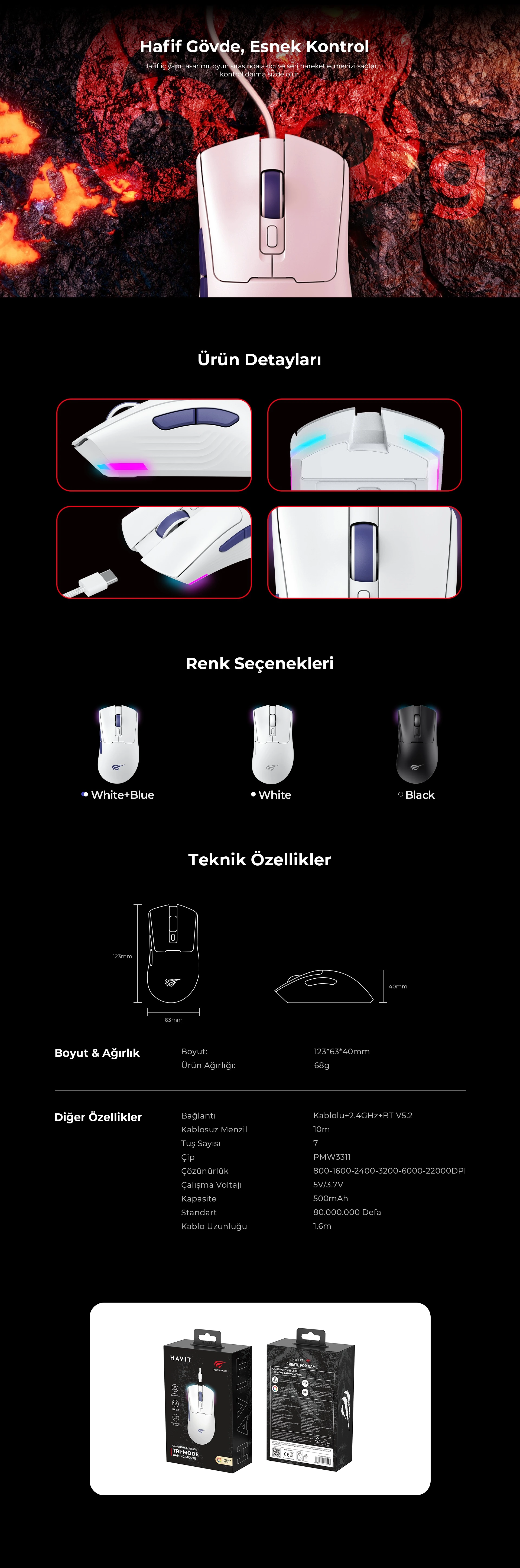 Havit Gamenote MS966SE Ultra Hafif Ergonomik Tasarım