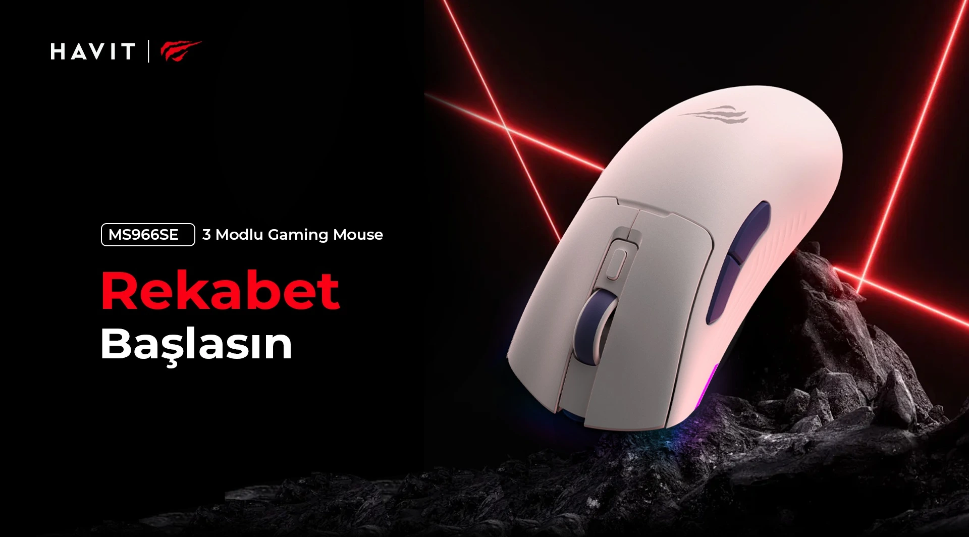 Havit Gamenote MS966SE 22000 DPI Kablosuz Oyuncu Mouse Mavi Beyaz