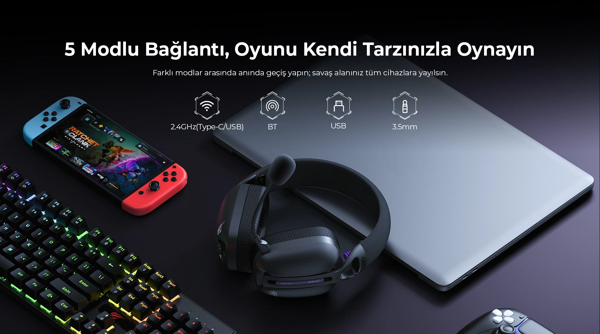 Çoklu Bağlantı Özelliği ile Havit Fuxi H3 Plus Gaming Kulaklık