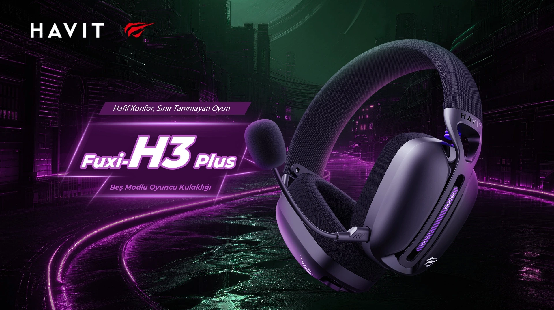 Havit Gamenote Fuxi-H3 Plus Kablosuz Oyuncu Kulaklığı