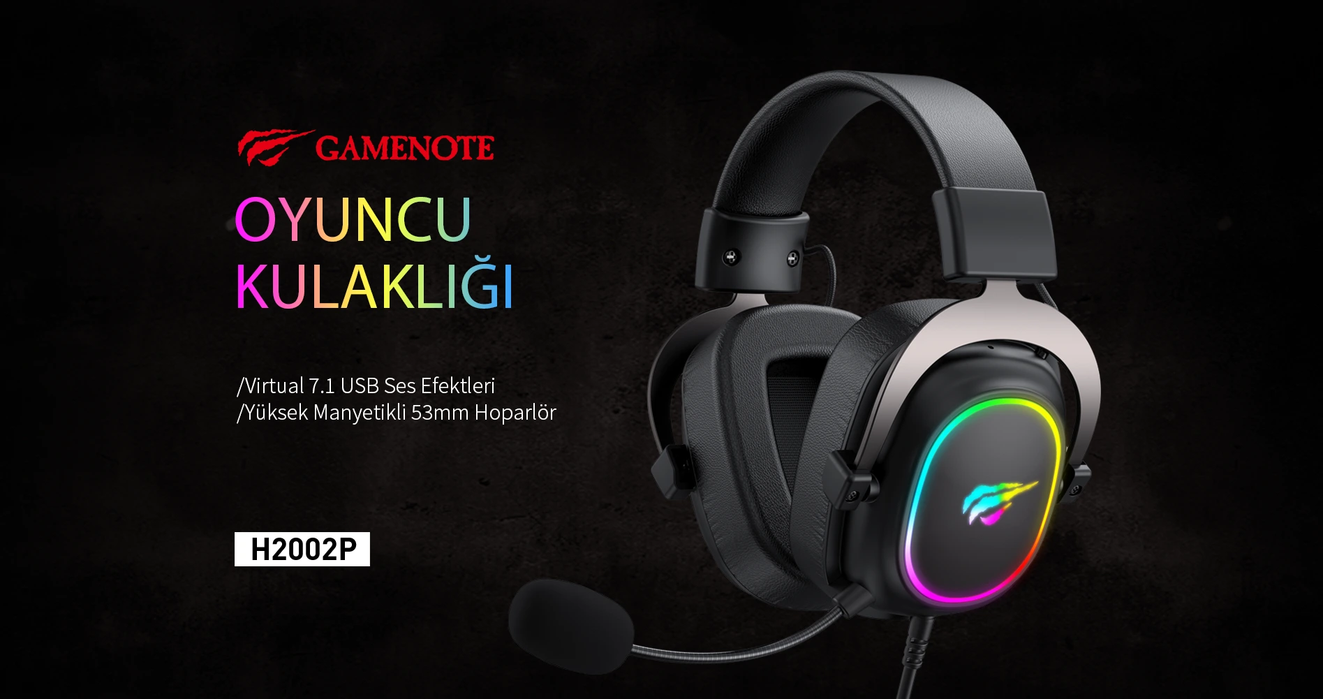 Havit Gamenote H2002P RGB 7.1 Siyah Oyuncu Kulaklığı