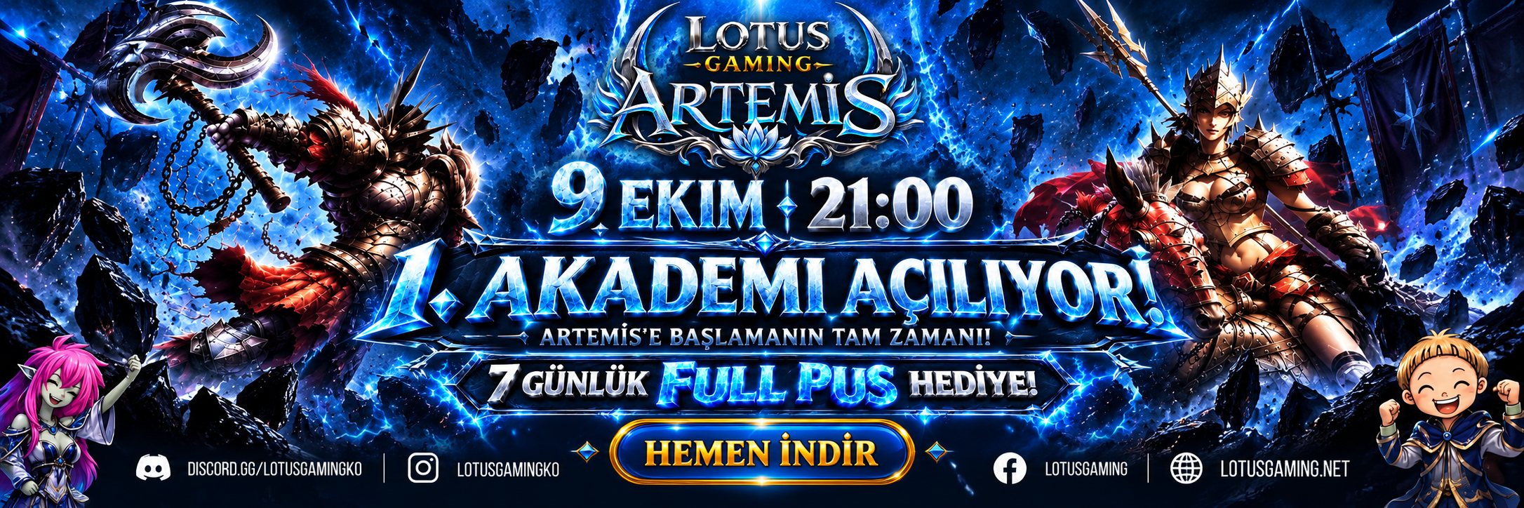 ⚔️ LOTUS GAMING | ARTEMİS 1. AKADEMİ 9 EKİM’DE AÇILIYOR! 7 Günlük FULL PUS HEDİYE banner